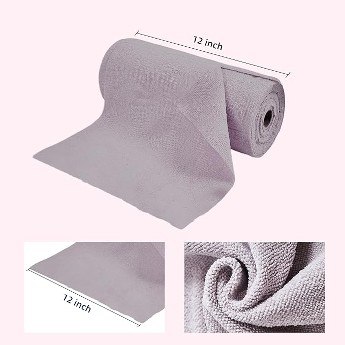 & PLUSH Microfiber Cleaning Cloth Roll - 100 Pack, Tear Away Microfiber Towels, 12" x 12", Reusable, Washable, Streak Free, Ultra Absorbent Dish Rags for Car, Home, Garage or Shop (Grey)