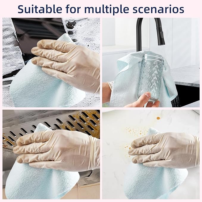 & PLUSH Microfiber Cleaning Cloth Roll - 70 Pack, Tear Away Microfiber Towels, 12" x 12", Reusable, Washable, Streak Free, Ultra Absorbent Dish Rags for Car, Home, Garage or Shop (Pink and Blue)