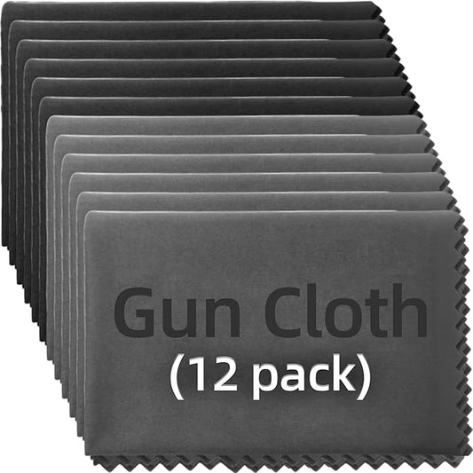 12 Pack Microfiber Gun Cleaning Cloth, 12"x12" Lint Free Gun Cleaning Rags (Gray & Black)