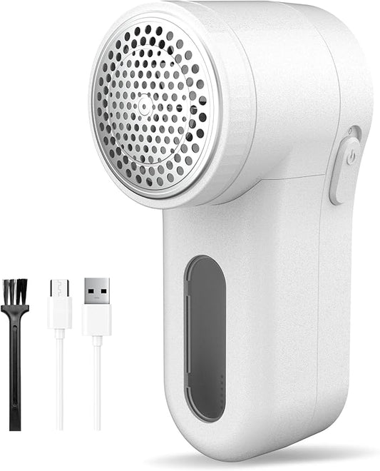 Fabric Shaver, Lint Remover Rechargeable, Electric Portable Sweater Defuzzer Digital LED Display to Remove Pilling for Clothes, Furniture, Sweater, (White)