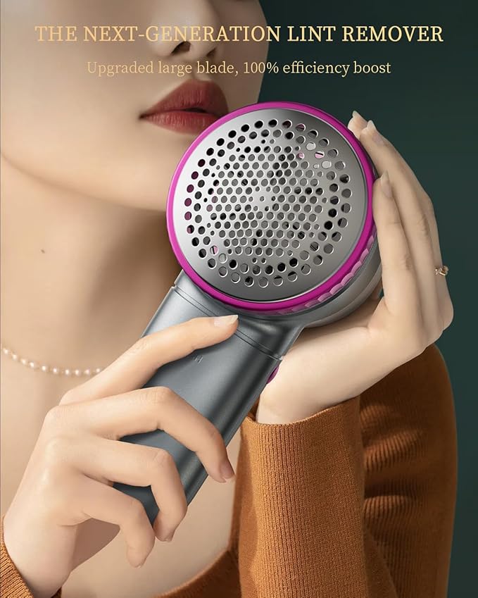 Fabric Shaver with Lint Brush, Large Lint Shaver with Digital Display, 3-Speeds Lint Remover with 6-Leaf Blades, Electric Sweater Shaver to Remove Pilling for Clothes, Furniture