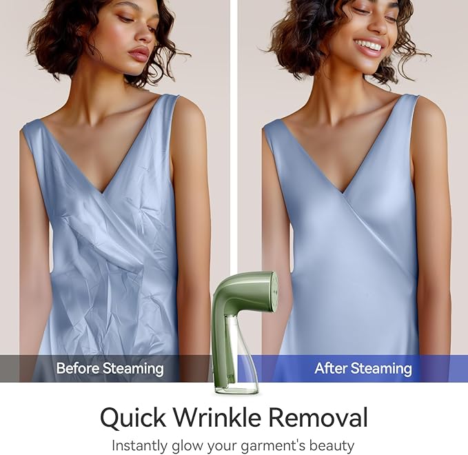 HiLIFE Steamer for Clothes, 1100W Clothes Steamer with Large 300ml Tank, Handheld Clothing Steamer, Fabric Wrinkle Remover, Portable & Compact Travel Size Garment Steamer ONLY FOR 120V (Green)