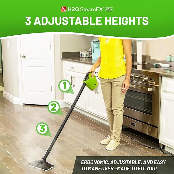 H2O SteamFX Pro Handheld Steam Cleaner with 12 Accessories – Multipurpose Steam Mop for Floors, Carpets, Upholstery, and Outdoor Surfaces, Ideal for Deep Home and Patio Cleaning