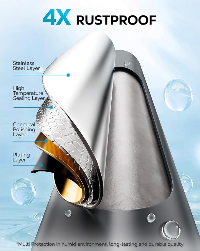 Nieifi Shower Caddy Shelf with Hooks Storage Rack Organizer Adhesive Stainless Steel Without Drilling for Bathroom, Lavatory, Washroom, Restroom, Shower, Toilet, Kitchen - 2 Pack (Gray)