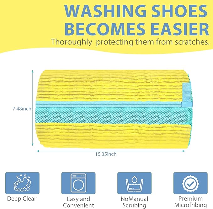 (2+4pcs) Large Shoes Washing Bag for Washing Machine.Reusable Shoe Cleaning Bags for Washer and Dryer, 2pcs Laundry Bags for Tennis Shoes and Sneaker. 4Extra Large Non-woven Storage Bags included