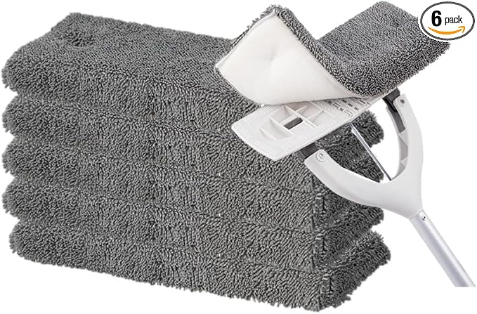 Superio Microfiber Mop Head Replacement for Self-Wring Miracle Mop, Microfiber Cleaning Pad, Mop Refill, Self Wringing Mop (6 Pack)