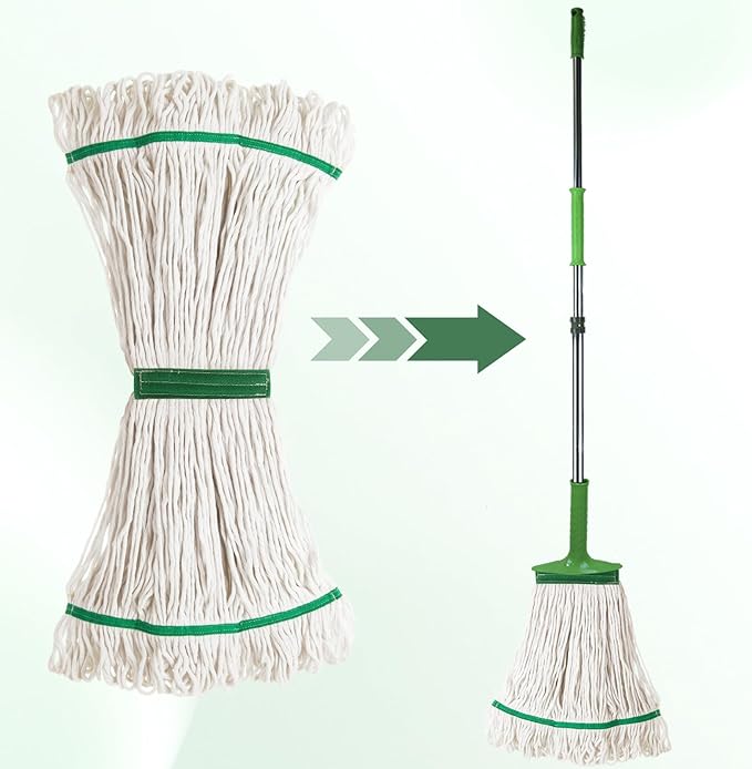 10Pcs Commercial String Mop Head, Loop-End Mop Head Replacement, Heavy Duty Mop Head Refills, Cotton Looped End Wet Cleaning Mop Refill for Floor Cleaning, Home, Industrial and Commercial Use