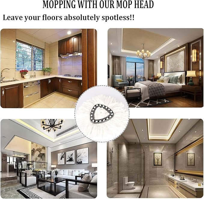 Spin Mop Replacement Head, 8 Pack Mop Refill Compatible with Ocedar Triangle Swivel Mops for House Cleaning and Floor Mopping