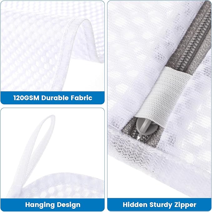 2 XXX-Large Durable Honeycomb Mesh Laundry Bags for Delicates with Zipper, 35 x 43 Inches Reusable Laundry Bag Mesh Wash Bags for Washing Machine for Cotton Clothes, Coat, Sweater, Sheet, Shoes