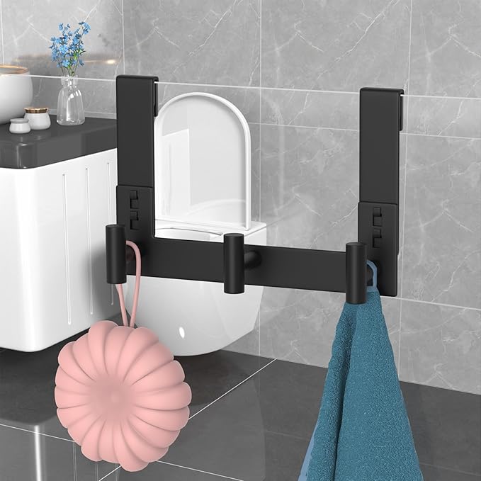 WUIVIUT Over The Door Hooks, Towel Racks for Bathroom, Glass Shower Door, Heavy Duty Rack Hooks for Robe, Coat (3 Hook, Fits 3/8'' Thick)