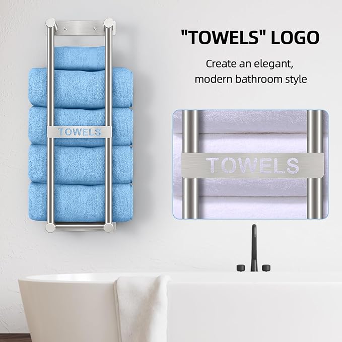 Towel Racks for Bathroom, STWWO Towel Storage for Small Bathroom 22inch, Stainless Steel Towel Rack Wall Mounted for Bath Towel, Brushed Nickel