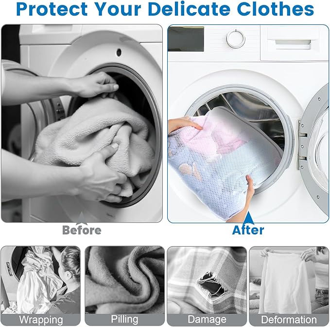 2 XXX-Large Durable Honeycomb Mesh Laundry Bags for Delicates with Zipper, 35 x 43 Inches Reusable Laundry Bag Mesh Wash Bags for Washing Machine for Cotton Clothes, Coat, Sweater, Sheet, Shoes