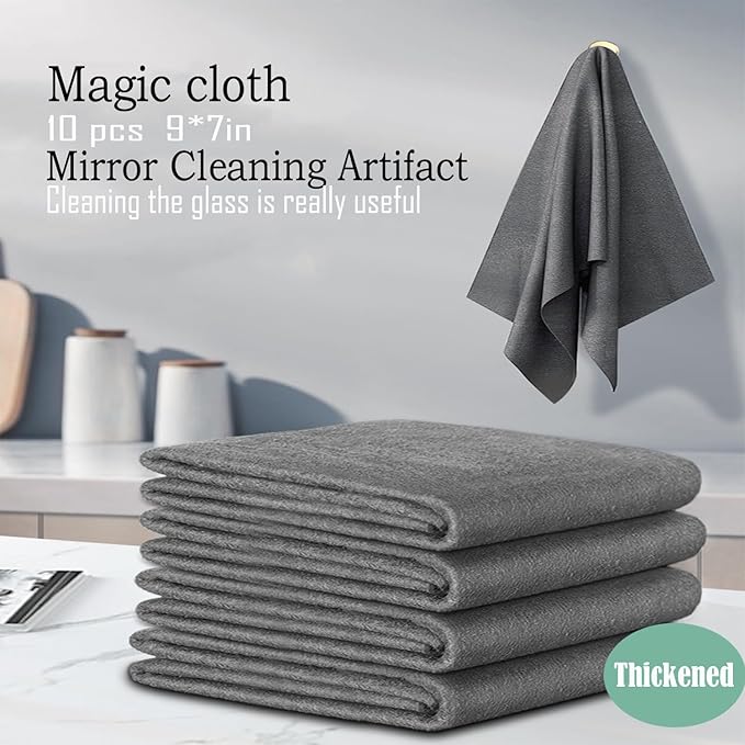 10pcs 9×7 Inches Real Magic Cloth Thickened Magic Cleaning Cloth Microfiber Magic Cleaning Cloth for Mirror, Glass, Window and Cars
