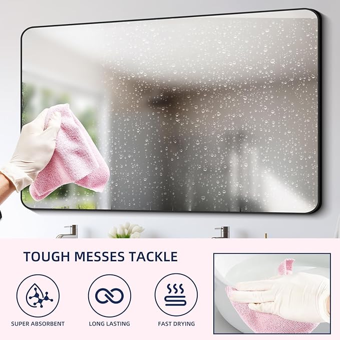 & PLUSH Microfiber Cleaning Cloth Roll - 70 Pack, Tear Away Microfiber Towels, 12" x 12", Reusable, Washable, Streak Free, Ultra Absorbent Dish Rags for Car, Home, Garage or Shop (Pink and Blue)