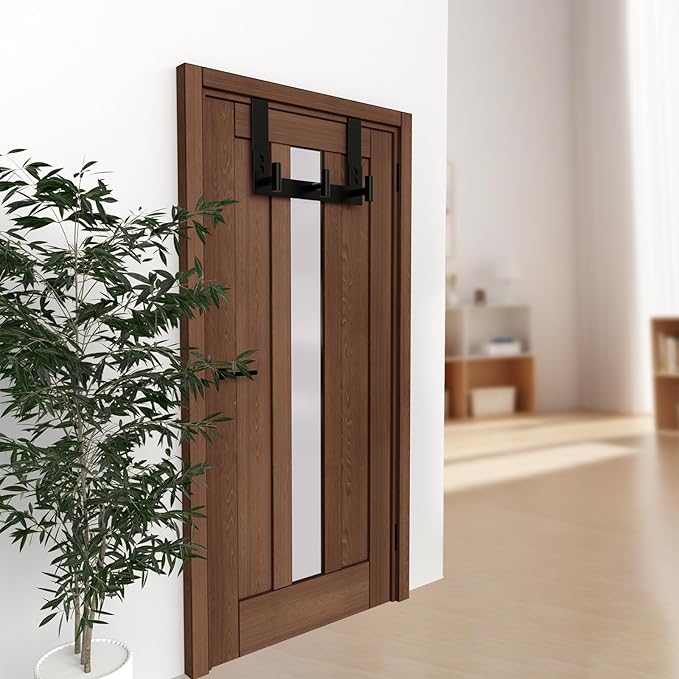 WUIVIUT Over The Door Hooks, Coat Rack Over The Door Heavy Duty Towel Rack Clothes Hanger for Bathroom liveroom Kitchen (3 Hook, Fits 1-3/4'' Thick)