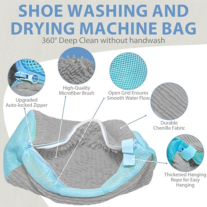 (2+4pcs) Large Shoes Washing Machine bags .Reusable Shoe Cleaning Bags for Washer and Dryer, 2pcs Clean Laundry Bags for Tennis Shoes and Sneaker. 4 Extra Large Non-woven Storage Bags included