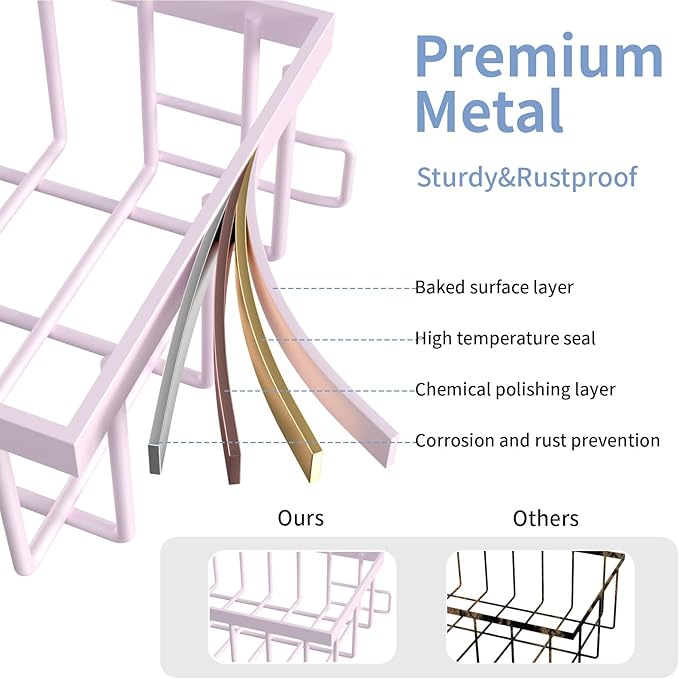 Under Sink Organizer Storage 2-Tier Premium Metal Pull-Out Kitchen Cabinet Organizer with Sliding Drawer, Height Adjustable, Heavy Duty for Kitchen & Bathroom Organizers 2 Pack Pink