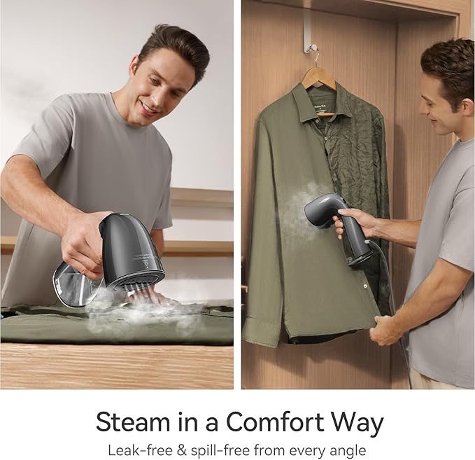 HiLIFE Steamer for Clothes, 1100W Clothes Steamer with Large 300ml Tank, Handheld Clothing Steamer, Fabric Wrinkle Remover, Portable & Compact Travel Size Garment Steamer ONLY FOR 120V (Grey)