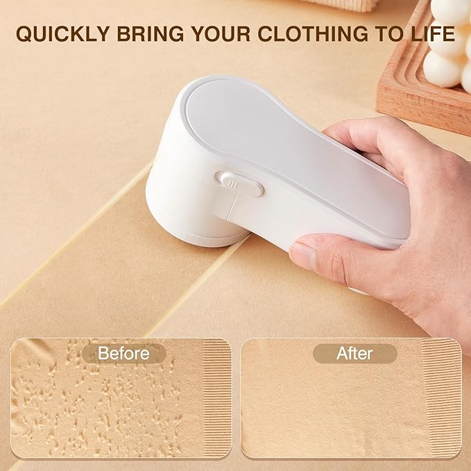 Fabric Shaver, Lint Remover Rechargeable, Electric Portable Sweater Defuzzer Digital LED Display to Remove Pilling for Clothes, Furniture, Sweater, (White with Five Shaver Blades)