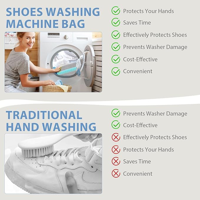(2+4pcs) Large Shoes Washing Machine bags .Reusable Shoe Cleaning Bags for Washer and Dryer, 2pcs Clean Laundry Bags for Tennis Shoes and Sneaker. 4 Extra Large Non-woven Storage Bags included