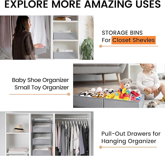 【FAMILY PACK】Drawer Organizer Clothes, 20 Pack Dresser Organizer Bins for Baby Clothes - Underwear Bra Sock Organizer - Fabric Closet Organization and Storage Dividers for Nursery Bedroom Dorm