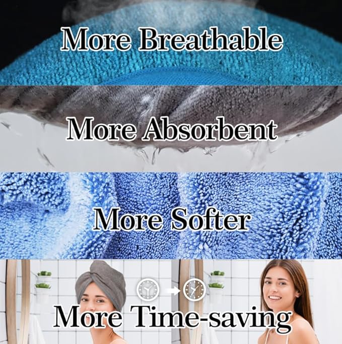 YoulerTex Microfiber Hair Towel Hair Wrap: 2 Pack 10X26 Hair Dryer Towels for Women Absorbent Turban Twist Hair Drying Shower Cap Curly Hair Products for Hair Care Hair Accessories (08 2-Pcs Beige)