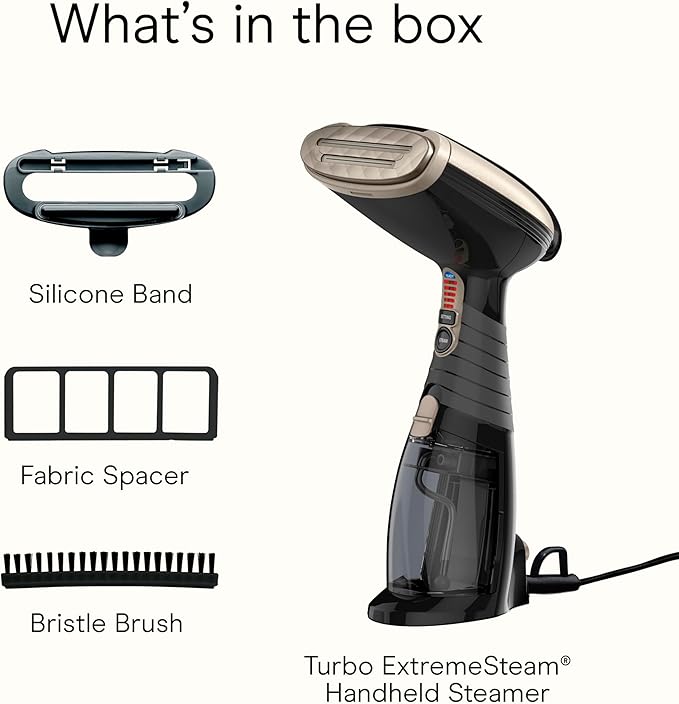 Conair Handheld Garment Steamer for Clothes, Turbo ExtremeSteam 1875W Fabric Steamer, Portable Handheld Design, Strong Penetrating Steam, Amazon Exclusive, Black