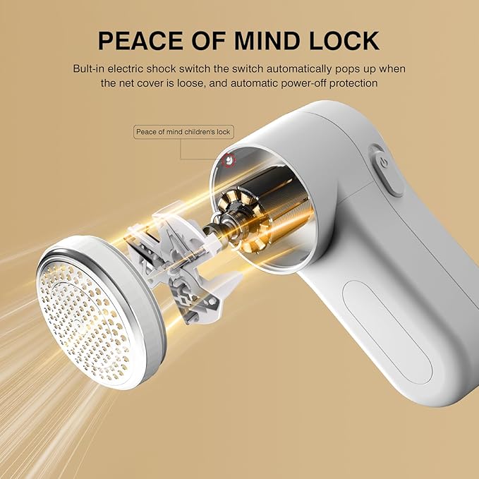 Fabric Shaver, Lint Remover Rechargeable, Electric Portable Sweater Defuzzer Digital LED Display to Remove Pilling for Clothes, Furniture, Sweater, (White with one Shaver Blades)