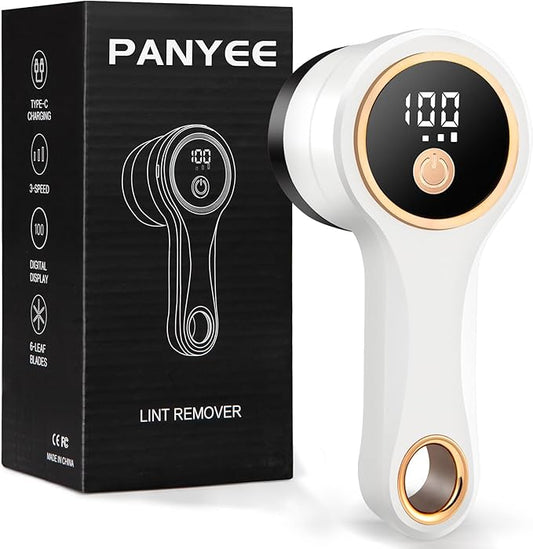 Rechargeable Fabric Shaver,Lint Remover with Digital Display,Electric Portable Sweater Shaver Lint Shaver with 3 Speeds,6 Leaf Blades,Remove Pilling from Clothes,Furniture, Couch, Sweater, Blanket…