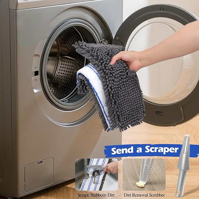 Two Sided Dust Mop Floor Cleaning System, MASTERTOP 360 Microfiber Mop with Stainless Steel Handle,Wet Dry Mop,Flat Flip Mops for Hardwood, Laminate, Vinyl, Tiles,4 Washable Mops Pads