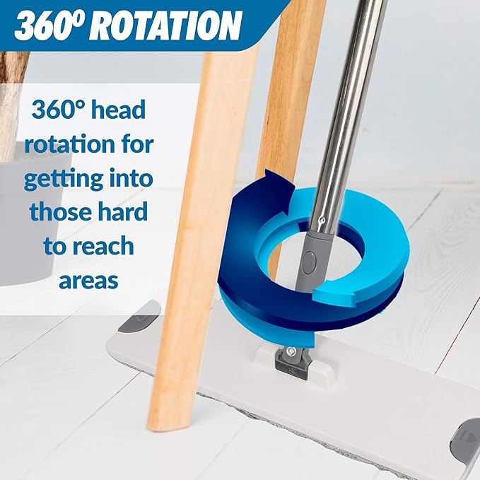 X3 Mop, Separates Dirty and Clean Water, 3-Chamber Design, Flat Mop and Bucket Set, Hands Free Home Floor Cleaning, 3 Reusable Microfiber Mop Pads Included (Original X3 Mop)