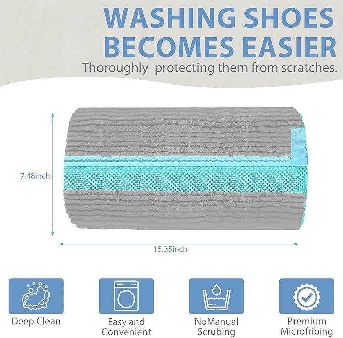 (2+4pcs) Large Shoes Washing Machine bags .Reusable Shoe Cleaning Bags for Washer and Dryer, 2pcs Clean Laundry Bags for Tennis Shoes and Sneaker. 4 Extra Large Non-woven Storage Bags included