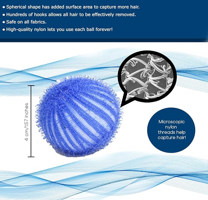 12 CT Pet Hair Remover for Laundry, Dog & Cat Hair Remover for Laundry, Laundry Pet Hair Catcher, Lint Catcher for Washing Machine, Reusable, Fabric Safe,Easy to Use (Dark Blue)