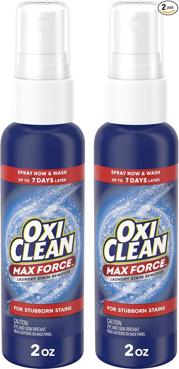 OxiClean Max Force Laundry Stain Remover Spray, Newborn & Baby Essentials, Travel & On-The-Go Stain Treater, 2 fl oz, 2PK