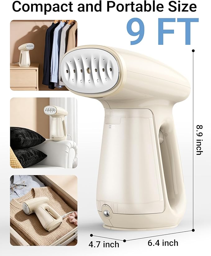 Bear Steamer for Clothes, Handheld Clothes Steamer,1300W Strong Power Garment Steamer with 230ml Tank,Fast Heat-up, Auto-Off, Steam Iron Fabric Wrinkle Remover with Brush for Home and Travel