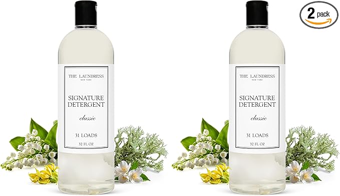 The Laundress Luxury Laundry Detergent, 31 Loads, Scented Signature Classic Fragrance, Concentrated Triple Enzyme Deep Cleaning and Targeted Stain Remover, 96% USDA Biobased Product (Pack of 2)