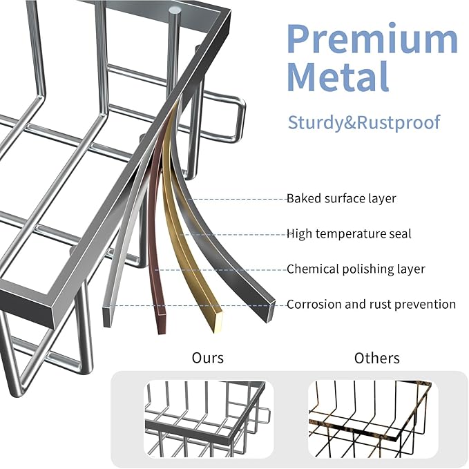 Under Sink Organizer Storage 2-Tier Premium Metal Pull-Out Kitchen Cabinet Organizer with Sliding Drawer, Height Adjustable, Heavy Duty for Kitchen & Bathroom Organizers 1 Pack Grey