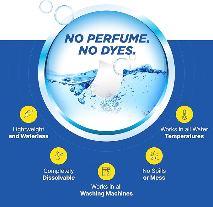 Carbona Laundry Detergent Sheets | Eco-Friendly Washing Detergent | Up to 50 Loads (25 Sheets) | Stain Remover | No Perfume or Dyes | Free & Clear