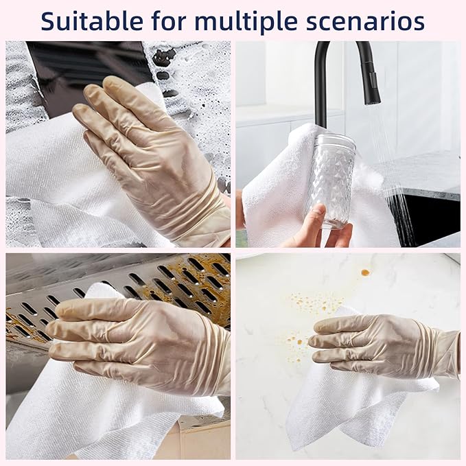 & PLUSH Microfiber Cleaning Cloth Roll - 70 Pack, Tear Away Microfiber Towels, 12" x 12", Reusable, Washable, Streak Free, Ultra Absorbent Dish Rags for Car, Home, Garage or Shop (Blue and White)