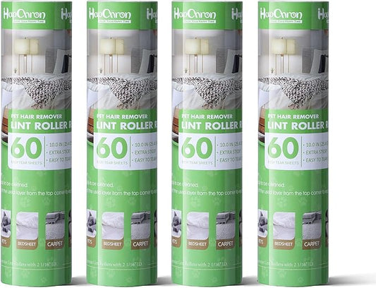 10 inch Mega Lint Roller Refills for Evercare Pet Mega Lint Roller and Leo Cleaning Roller, Fits Most 10" Supersize Lint Rollers with 2 1/16" ID, Total 240 Easy Tear Sheets (Pack of 4)