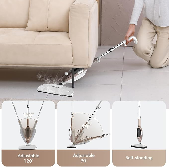 Steam Mop - All-in-one Powerful Handheld Steam Cleaner Detachable Floor Steamer with 11 Accessories, MultiPurpose Steamer for Hardwood Floors, Clothes,Windows,Tiles,Carpet, Whole Home Use, Rose Gold