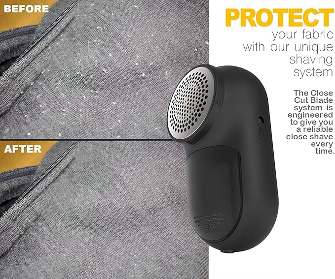 Rechargeable Fabric Shaver, Magictec Lint Remover Sweater Defuzzer Lints Fuzzs Pills Pilling Trimmer for Clothes and Furniture -Battery Operated (Black)