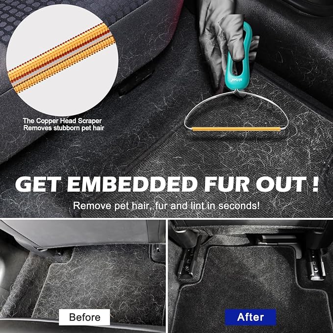 Pet Hair Remover 3-Pack, Dog Cat Hair Remover, Lint Shaver Cleaner Pro, Fur Removal Tool, Portable Carpet Scraper, Fuzz Rollers Hairball Brush for Carpets, Clothes, Car Mats, Couch, Pet Bed, Furniture