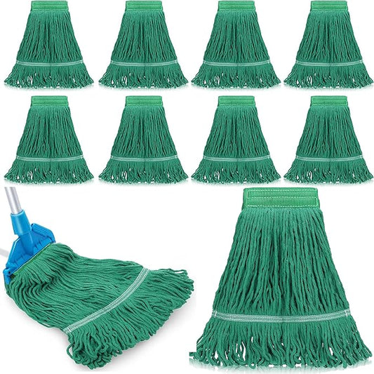 10 PCS 27.6 Inch Commercial Mop Head Refills – Heavy Duty Cotton Replacements for Industrial and Residential Floor Cleaning (Green)
