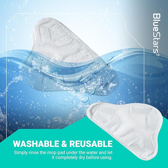 BlueStars 8-Pack Microfiber Steam Mop Pads Replacement – Compatible with H2O H20 Steam Mop X5 Steam Cleaners – Washable & Reusable, Exact Fit for H2O X5 Steam Cleaners