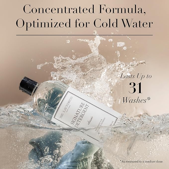 The Laundress Luxury Laundry Detergent, 31 Loads, Scented Signature Classic Fragrance, Concentrated Triple Enzyme Deep Cleaning and Targeted Stain Remover, 96% USDA Biobased Product (Pack of 2)