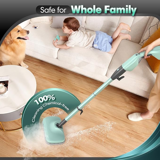 Standable Safe & High Temp Steam Mop Cleaner for Deep Cleaning, Powerful MultiPurpose and Heavy Duty Handheld Steam Cleaner, Detachable Floor Steamer with 18 Accessory for Hardwood Laminate Tile Grout