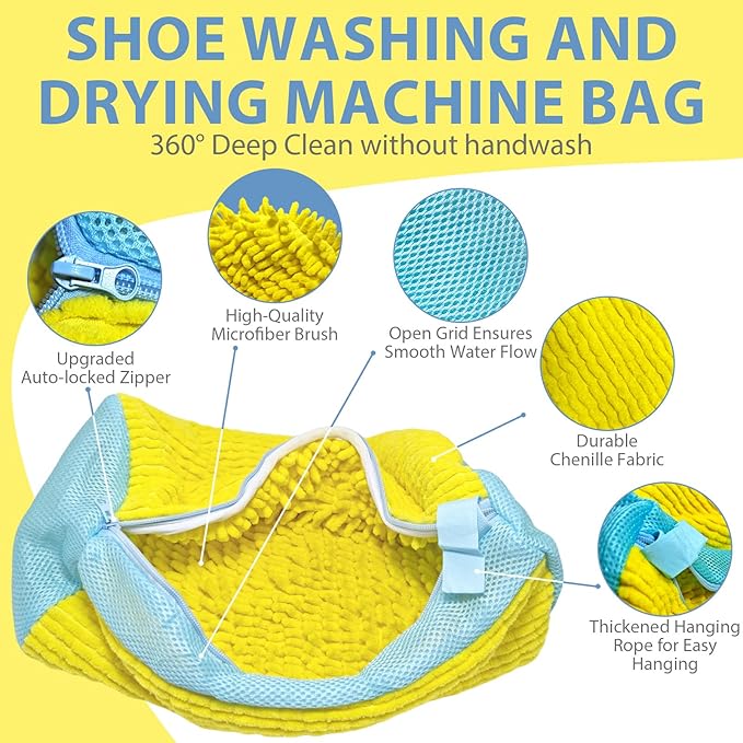 (2+4pcs) Large Shoes Washing Bag for Washing Machine.Reusable Shoe Cleaning Bags for Washer and Dryer, 2pcs Laundry Bags for Tennis Shoes and Sneaker. 4Extra Large Non-woven Storage Bags included