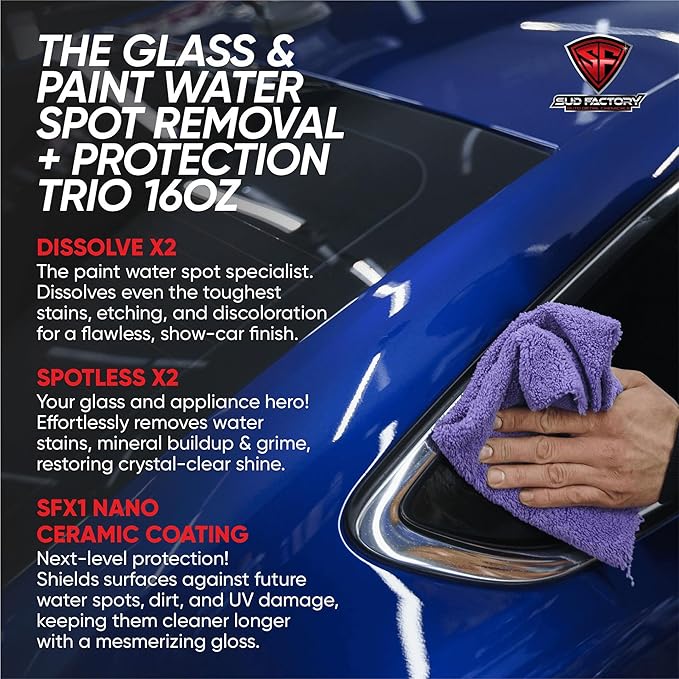 Sud Factory Ultimate Upgraded Paint, Glass Water Spot & Stain Removers Plus Protection Coating for Cars, Homes & Boats Bundle Of 3