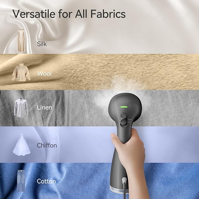 HiLIFE Steamer for Clothes, 1100W Clothes Steamer with Large 300ml Tank, Handheld Clothing Steamer, Fabric Wrinkle Remover, Portable & Compact Travel Size Garment Steamer ONLY FOR 120V (Grey)